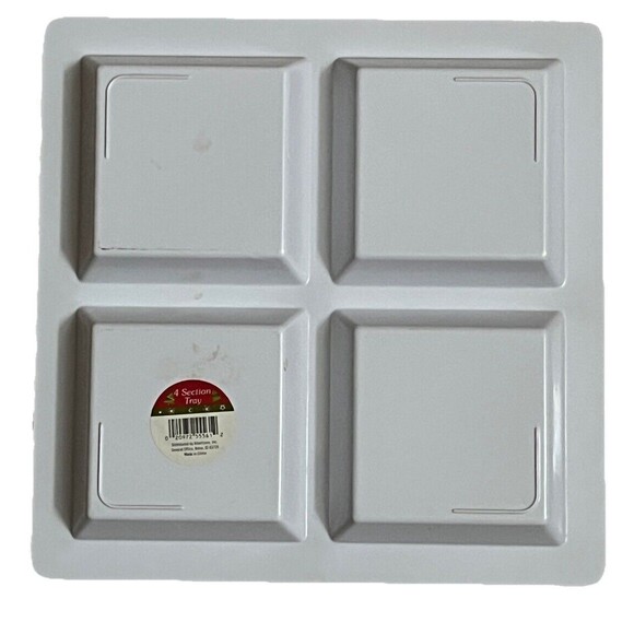 Christmas Serving Tray Holiday Party Snowflakes Vintage White Melamine 13 Square - Picture 2 of 2